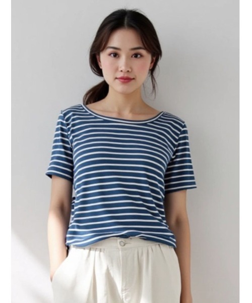 Edit Sheen（エディットシーン） tシャツ バックオープンボーダーリブ