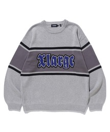 ホワイト長袖セーター・グレー袖 25SS】WOMEN Premium Cotton ボーダー 長袖セーター グレー