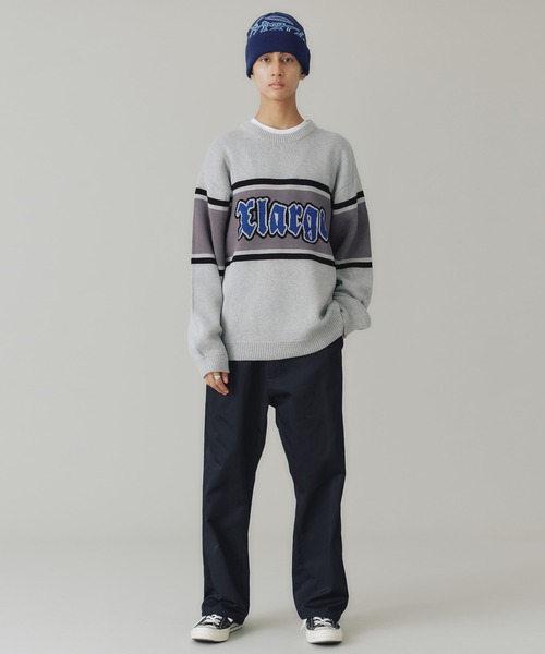 ニット セーター Stripe Knit Hoodie レディース メンズ XLARGE セーター ニット STRIPED CREWNECK KNIT TOP メンズ