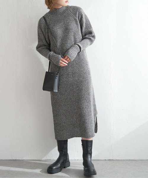 notch. ワンピース ロングスリーブハイネックニットワンピース