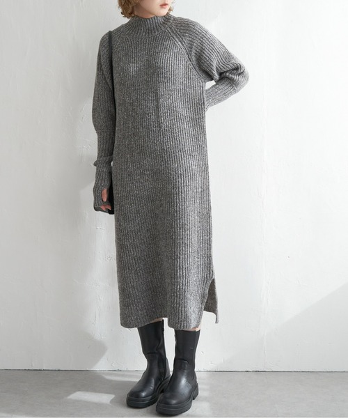 notch. ワンピース ロングスリーブハイネックニットワンピース
