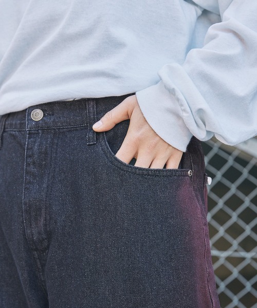 ジーンズ Buyer's Select/スプレープリントワイドバギーデニム メンズ