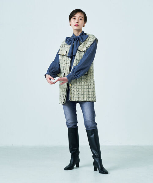 5G両畦ケープニット ノーブル noble ブラウン 5G両畦ケープニット