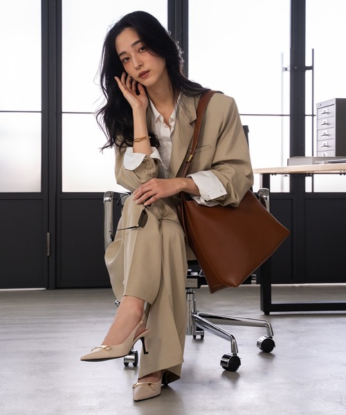 ホースビット ポインテッドトゥスリングバックパンプス 【再入荷