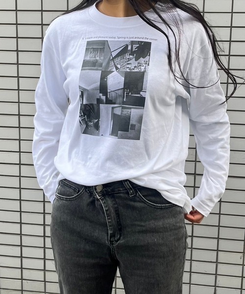tシャツ フォトプリント ロゴロンT レディース shemoshelly】WEB限定フォトプリントロゴロンT 新色追加（T