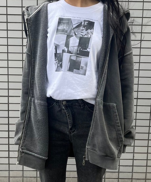 tシャツ モノクロフォトプリントロンT レディース : ZOZOTOWN