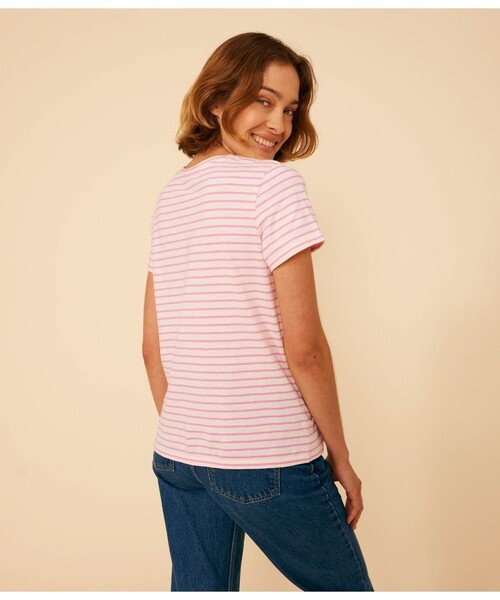 tシャツ ボーダーライトジャージ半袖Ｔシャツ レディース PETIT BATEAU tシャツ ボーダーライトジャージ半袖Tシャツ