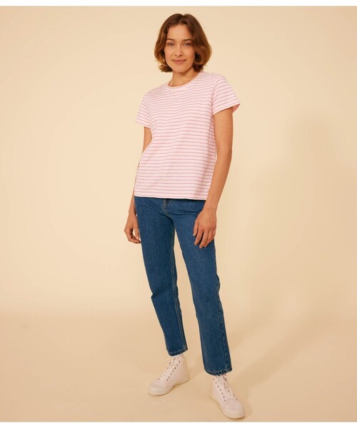 tシャツ ボーダーライトジャージ半袖Ｔシャツ レディース PETIT BATEAU tシャツ ボーダーライトジャージ半袖Tシャツ
