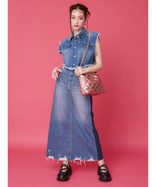 【EVRIS】 デニムジャケット EVRIS（エヴリス） デニムジャケット gジャン フリンジデザインデニム