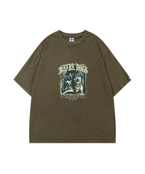 tシャツ HOOK -original- マフィアわんこプリントウォッシュ半袖TEE