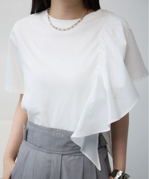 tシャツ 「WEB限定」アシンメトリーラッフルトップス レディース 楽天市場】【SALE／50%OFF】アシンメトリーラッフルトップス