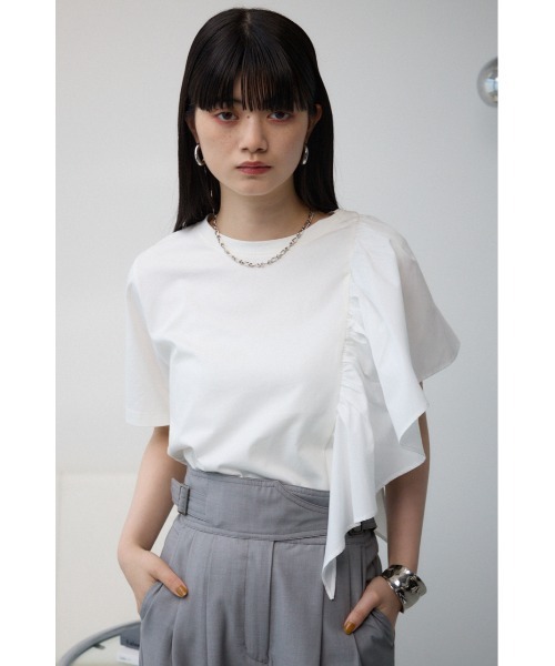 tシャツ アシンメトリーシアーパーツＴシャツ レディース AZUL BY MOUSSY tシャツ サイドラッフルアシンメトリートップス