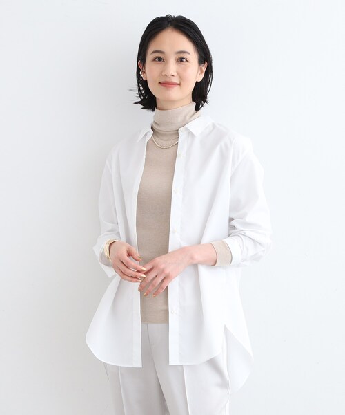 インディヴィ　コットン　大きいサイズ　15　ゆったり　キレイめ　ブラウス　シャツ INDIVI ブラウス シャツ 「コットンライク」オーバーシャツ