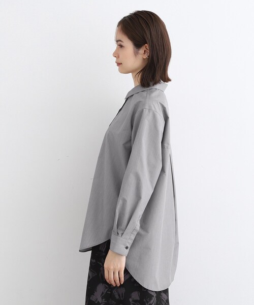 INDIVI ブラウス シャツ 「コットンライク」オーバーシャツ