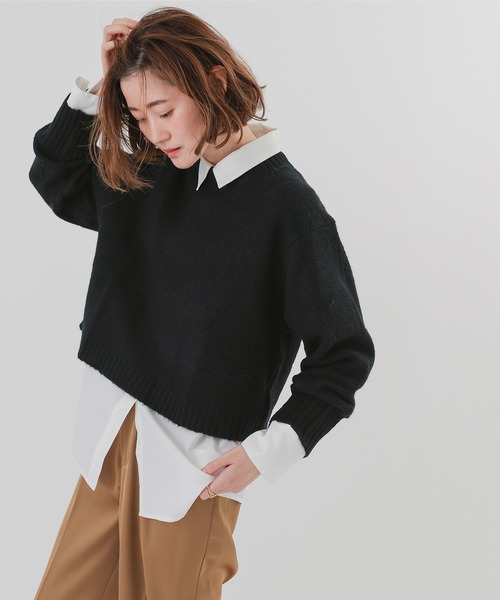 ur's（ユアーズ） ニット セーター クルーネッククロップドオーバー