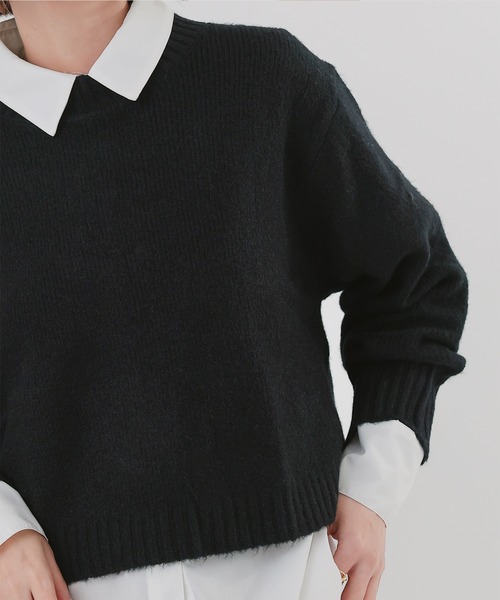 ur's（ユアーズ） ニット セーター クルーネッククロップドオーバー