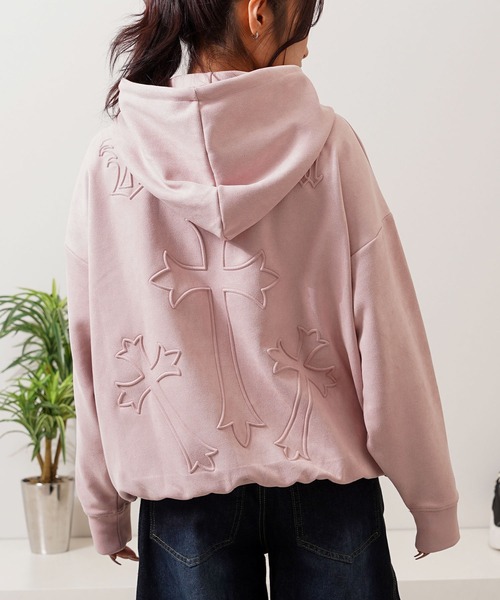 【希少】KOSTAS MURKUDIS コスタスムルクディス 薄ピンク パーカー パーカー カットスウェード クロスエンボス / Cut suede cloth
