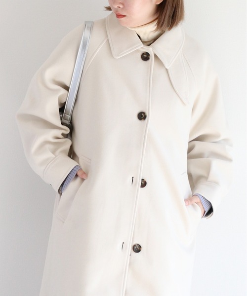 【中古/F】クリームホワイト ウールメルトン ロングガウンコート 中古/F】クリームホワイト ウールメルトン ロングガウンコート 楽天