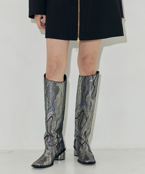 ブーツ 「MUKASA/ムカサ」FABRIC LONG BOOTS レディースの画像