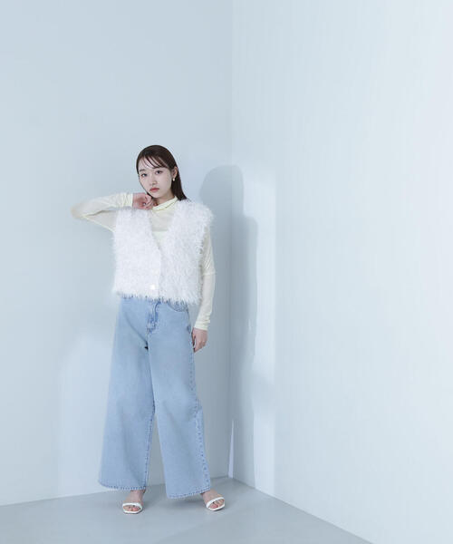 NATURAL BEAUTY BASIC ベスト ジレ 「Oggi掲載」フリンジ