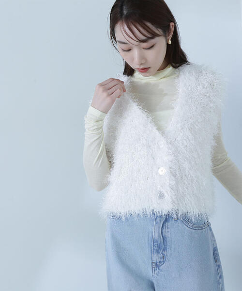 NATURAL BEAUTY BASIC ベスト ジレ 「Oggi掲載」フリンジ