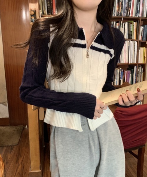 「by muni:r」 ニットカーディガン FREE グレー レディース_画像2