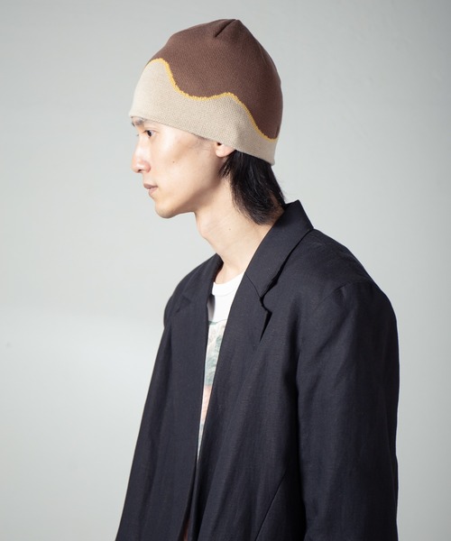 INDIETRO ASSOCIATION ニット帽 ニットキャップ Wavy Line Beanie