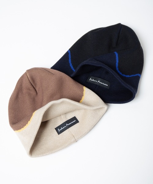 INDIETRO ASSOCIATION ニット帽 ニットキャップ Wavy Line Beanie