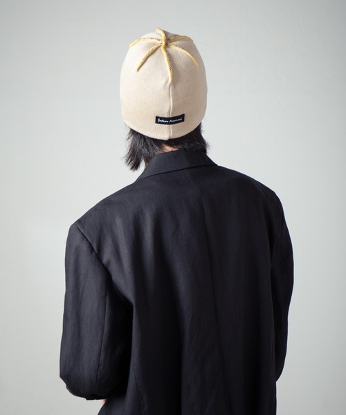 indietro association ストライプニット　ビーニー帽子 INDIETRO ASSOCIATION ニット帽 ニットキャップ メンズ Wavy Line