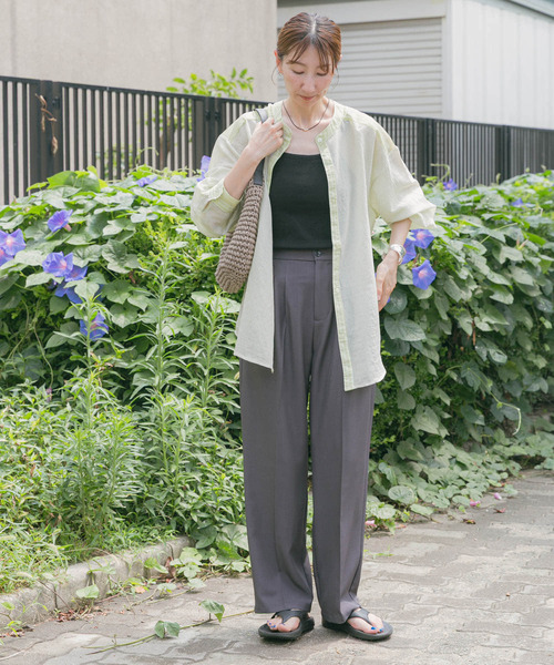 ITEMS URBANRESEARCH ブラウス シャツ シアーストライプバンド
