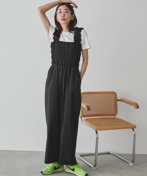 Auntie Rosa Holiday サロペット オーバーオール シャーリング