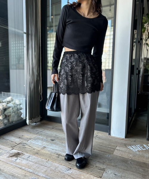 Kotoe スカート レイヤード 花柄レースミニスカート 付け裾