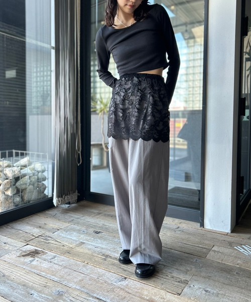 Kotoe スカート レイヤード 花柄レースミニスカート 付け裾