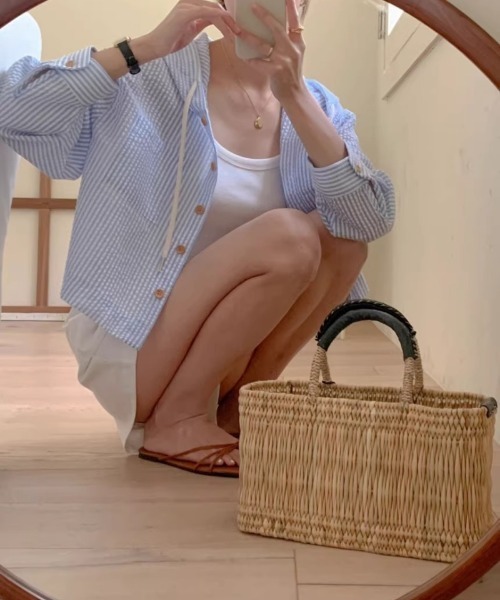 BLANC FICELLE パーカー 薄手 サッカー地 パーカー レディース