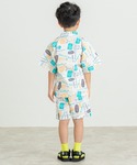 甚平 浴衣 ロゴ総柄甚平 キッズ 子供 男の子の詳細画像1