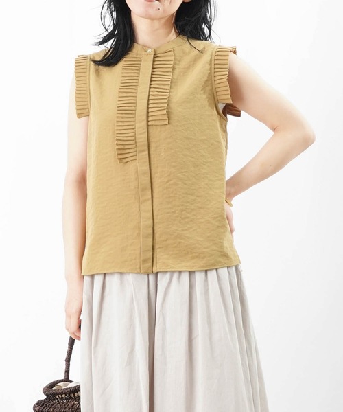 ブラウス シャツ ランダムプリーツノースリブラウス レディース ランダムプリーツノースリブラウス | natural couture