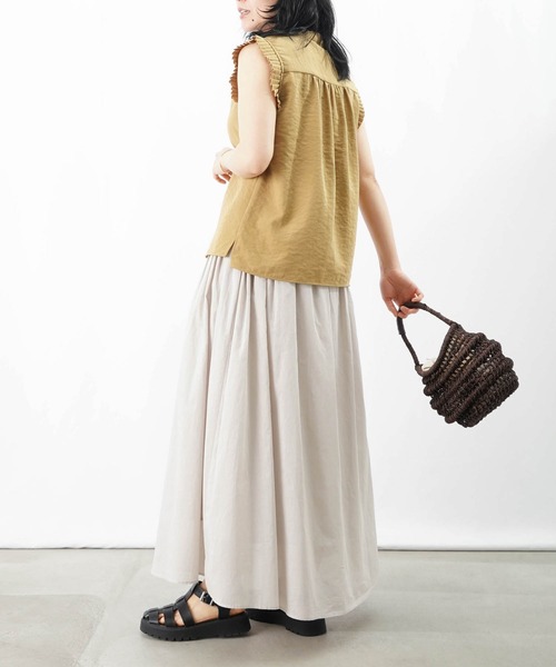 ブラウス シャツ ランダムプリーツノースリブラウス レディース ランダムプリーツノースリブラウス | natural couture