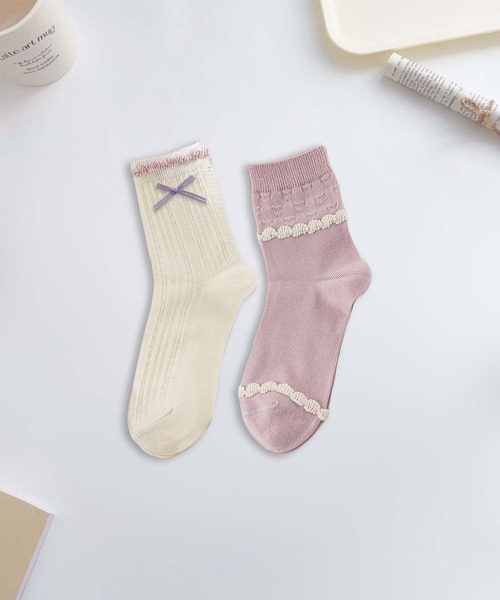 mosox 靴下 「MOSOX」レース＆フラワーデザインソックス