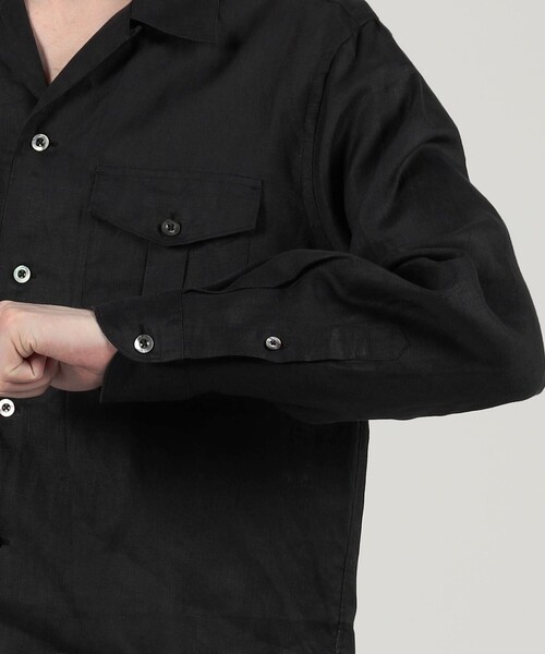 パドカレ　TRIPLE LOW TWIST シャツジャケット アイリッシュリネン ダブルポケット ロングスリーブシャツ