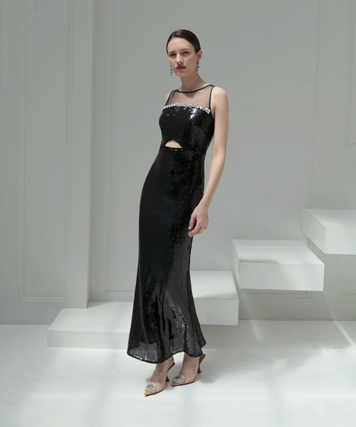 Leja ドレス 「LEJA LUXE」2WAYファースリーブスパンコール