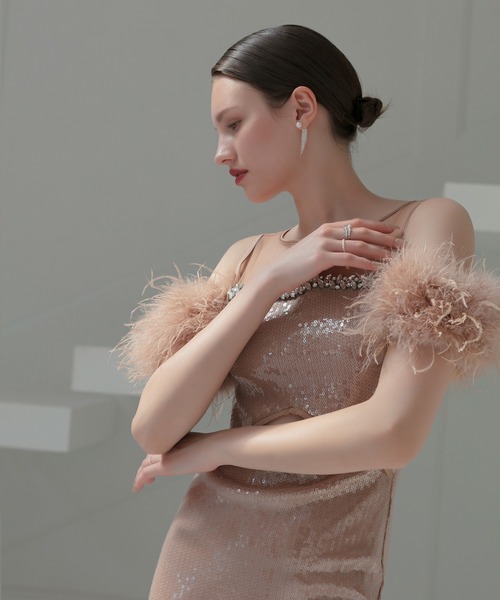 Leja（レジャ） ドレス 「LEJA LUXE」2WAYファースリーブスパンコール