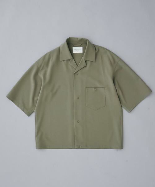 新品)PUBLIC TOKYO 半袖シャツ Size 2 ベージュ PUBLIC TOKYO（パブリックトウキョウ） シャツ 半袖 TRIXIONワイド