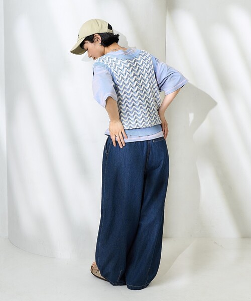 ニット セーター 2WAYニットジレ レディース She's Closet ベスト ジレ 前後2wayバッククロスショート丈