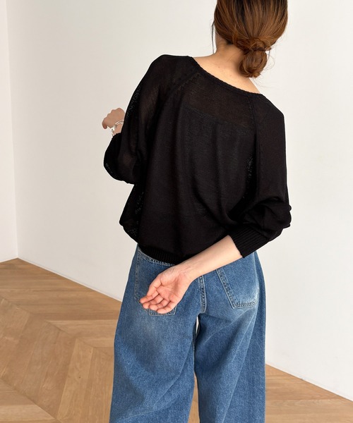 El mar スラブクロップドサマーニット クリーム キャナルジーン CANAL JEAN El mar(エルマール)ラグランサマー