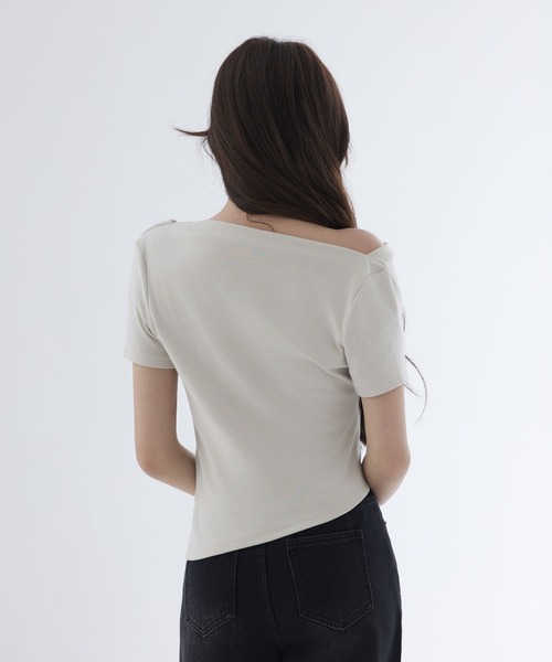 SAISON DE PAPILLON tシャツ ドレープネックアシンメトリー
