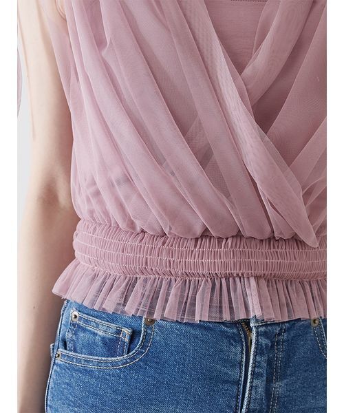 SNIDEL チュールレイヤードカシュクールカットプルオーバー チュールレイヤードカシュクールカットプルオーバー(Tシャツ