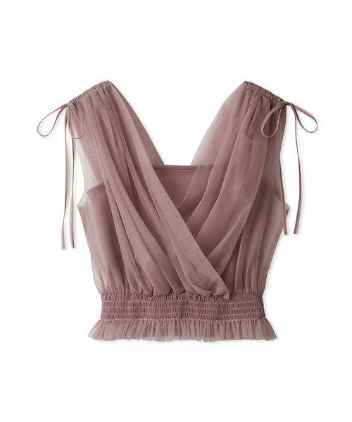チュールレイヤードカシュクールカットプルオーバー チュールレイヤードカシュクールカットプルオーバー（カットソー