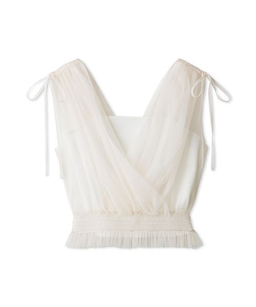 SNIDEL tシャツ チュールレイヤードカシュクールカットプル
