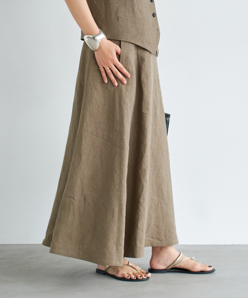Deuxieme Classe スカート *Linenフレアスカート : ZOZOTOWN