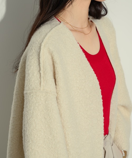 「NEUNA」 ノーカラーコート FREE アイボリー レディース_画像5